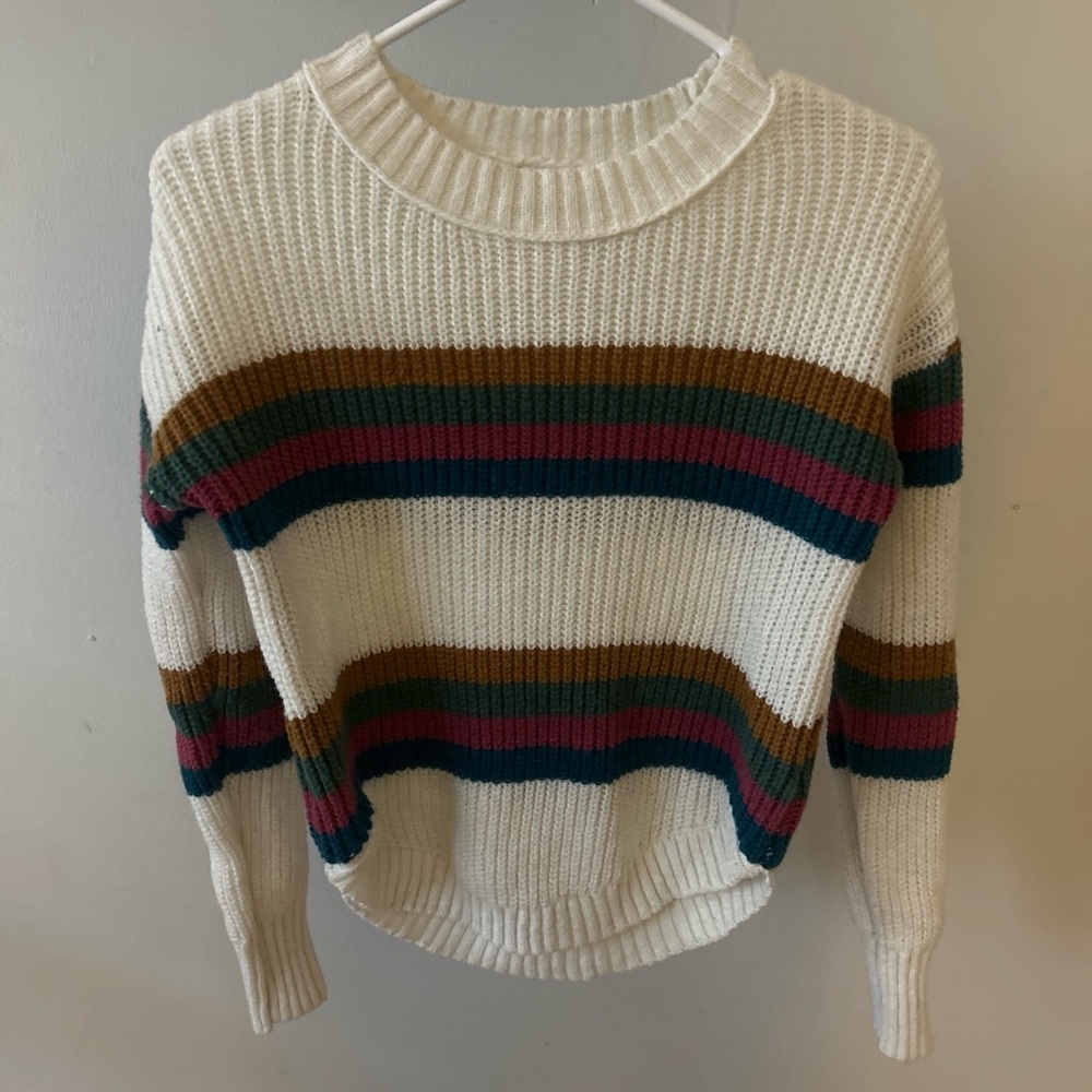 SO Women's Striped Cream Sweater